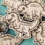 Personalised Wooden Dinosaur Keyrings For Kids’ Party Bags, thumbnail 1 of 11
