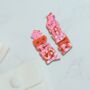 Limited Edition Beaded Christmas Earrings – Pink And Red Festive Statement Jewellery, thumbnail 2 of 4