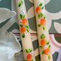Hand Painted Pair Of Orange Blossom Taper Candles, thumbnail 2 of 7