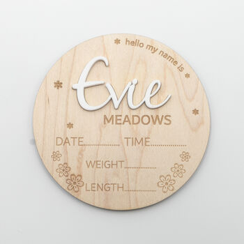 Personalised Baby Name And Stats Announcement Plaque, 9 of 12