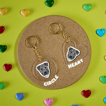 Personalised Pitbull Dog Portrait Heart Keychain, 3 of 5