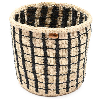Baini: Black Check Woven Storage Basket, 4 of 5