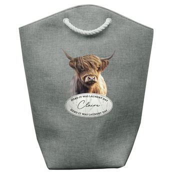 Personalised Highland Cow Laundry Storage Bag, 5 of 6