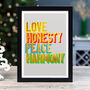 Love Honesty Peace Harmony Golden Words Art Print, thumbnail 4 of 4