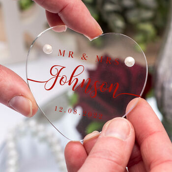 Personalised Script Acrylic Heart Wedding Ring Box, 3 of 5