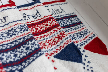 Personalised Oslo Blue Heel Red Christmas Stocking, 4 of 5