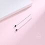 Tiny Black Droplet Bezel Cz Crystal Threader Earrings, thumbnail 3 of 10