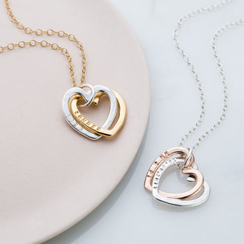 Personalised Interlinking Hearts Necklace With Gold, 3 of 7