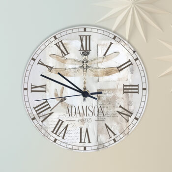 Dragonfly French Style Personalised Clock, 2 of 4