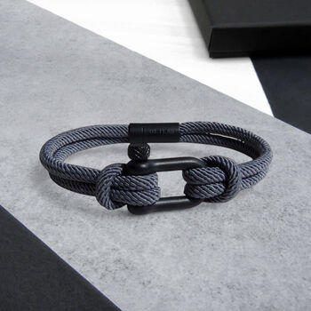 Personalised Men's Nautical Shackle And Rope Bracelet, 7 of 12