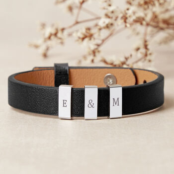 Personalised Initials Men's Leather Cuff Bracelet, 2 of 7