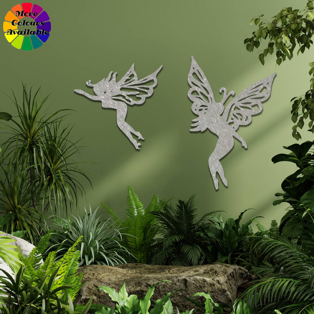 Set Of Two Metal Fairies Fairy Wall Art Decor By Duke Craft