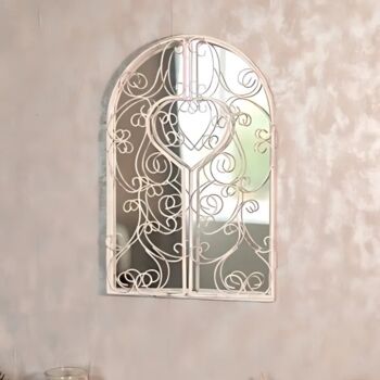 French Window Mirror Large Wall Mounted White Shutter, 5 of 6