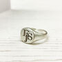 Monogram Initials Round Silver Signet Ring, thumbnail 5 of 10