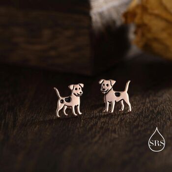 Sterling Silver Tiny Jack Russell Dog Stud Earrings, 7 of 12