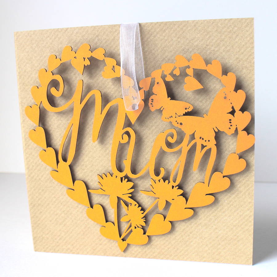 mother's day laser cut card and keepsake by ohmydearjulia
