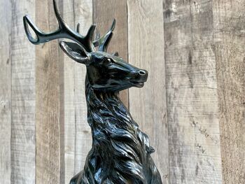 Large 41cm Stag Figurine Black And Brown Deer Ornament, 7 of 11
