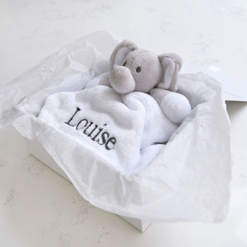 Personalised White Elephant Baby Comforter, 7 of 11