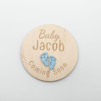 Baby Name Feet Plaque Coming Soon Sign Acrylic, 10 of 12