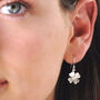 Sterling Silver Lucky Clover Leaf Drop Earrings, thumbnail 1 of 7