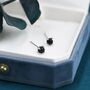 Sterling Silver Black Onyx Stud Earrings, thumbnail 2 of 10