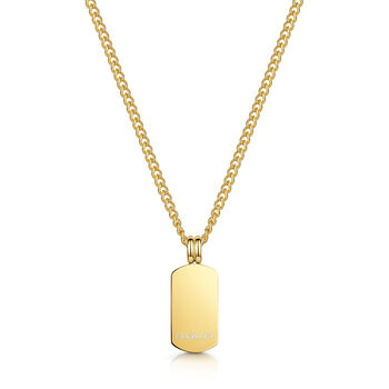 Mini Dog Tag Necklace 18 K Gold Plated Steel, 5 of 6
