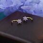 Sterling Silver Amethyst Purple Flower Huggie Hoop Earrings, thumbnail 7 of 12