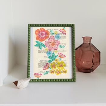 Floribunda Wood Block Print Vintage Book Page, 4 of 9