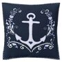 Navy Blue Wool Seaside Anchor Cushion, thumbnail 1 of 2