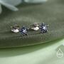 Sapphire Blue Forget Me Not Flower Cz Stud Earrings In Sterling Silver, thumbnail 3 of 12