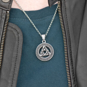 Personalised Men's Celtic Trinity Pendant Necklace, 3 of 6