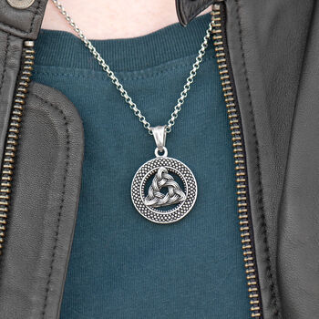 Personalised Men's Celtic Trinity Pendant Necklace, 3 of 7