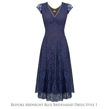 Bespoke Lace Bridesmaid Dresses Midnight Blue, 4 of 9