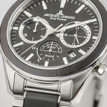 Jacques Lemans Solar Wooden Chronograph Bracelet Watch, 4 of 7