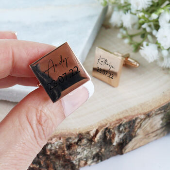 Personalised Rose Gold Plated Cufflinks, 5 of 7