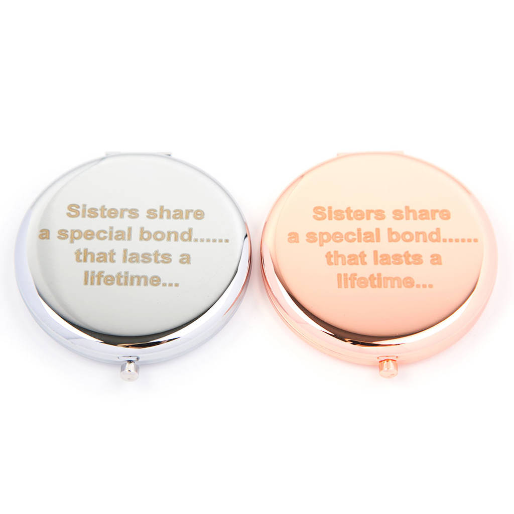 Sisters Compact Mirror In Rose Gold And Silver, 1 of 3