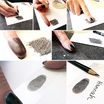 Inked Fingerprint Teardrop Charm Keyring, 5 of 6