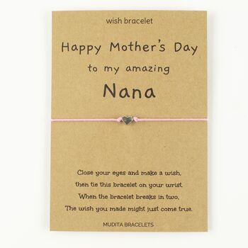 Nana Mother's Day Heart Charm Wish Bracelet, 3 of 4