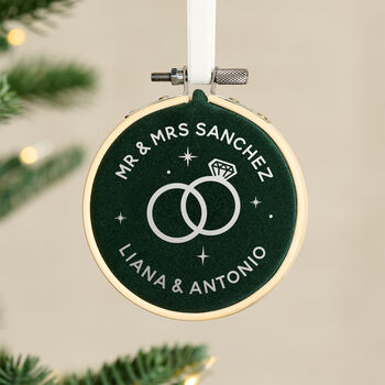Couples Velvet Hoop Christmas Tree Decoration, 2 of 3