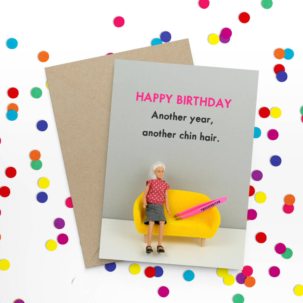 Chin Hair Funny Birthday Card