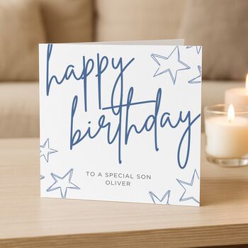 Personalised Star Birthday Card For Special Son, 6 of 7