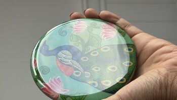 Set Of Four Coasters, Handpainted Peacocks, 2 of 11