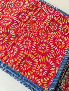 Quilted Sari Fabric Placemats, Cotton Sari Dining Table Mats, Set Of Two Mats, Fair Trade, 5 of 6