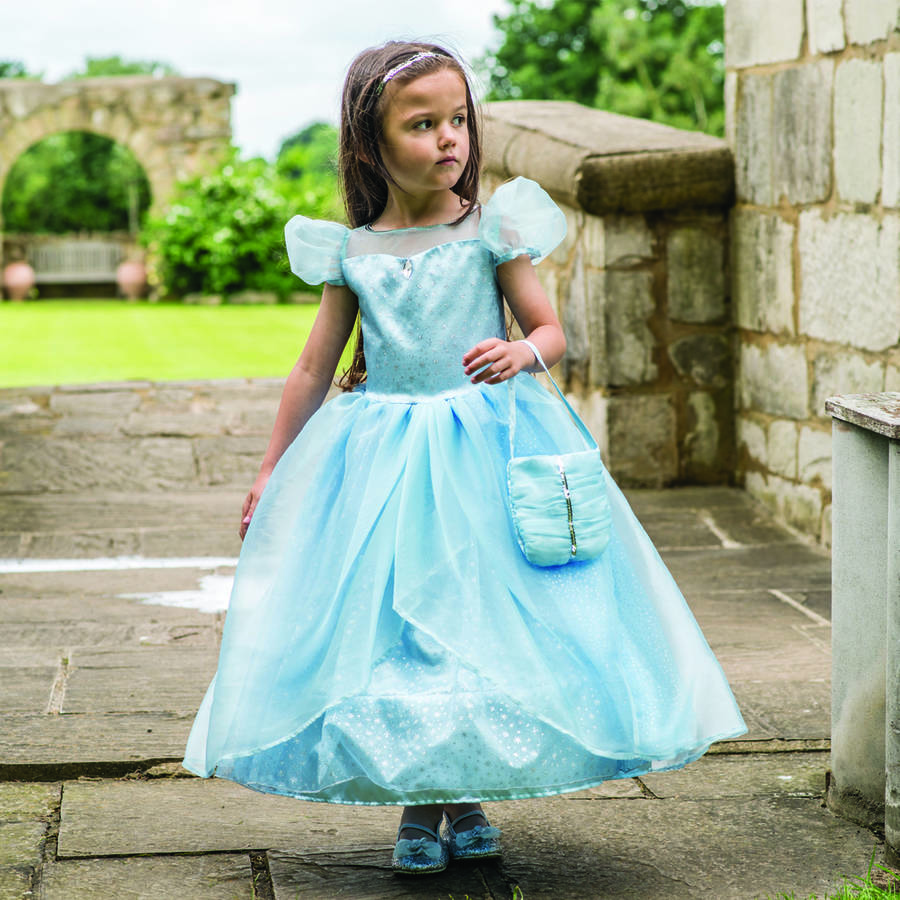 Image of Girl's Blue Shimmer Princess Dress, Blue