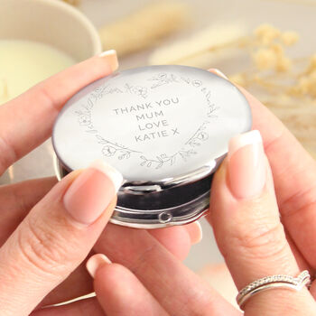 Personalised Floral Heart Compact Mirror, 3 of 7