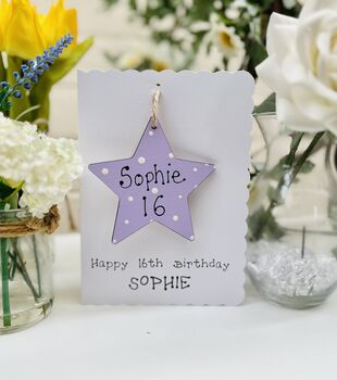 Personalised 16th Star Birthday Card Wooden Gift, 2 of 2