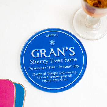 Personalised Blue Plaque Coaster For Gran, 4 of 4