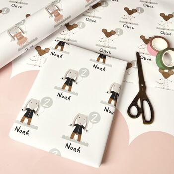 Personalised Birthday Age Mouse Or Bunny Wrapping Paper, 7 of 12