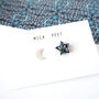 Moon And Star Stud Earrings Gold, Silver And Rose Gold, thumbnail 1 of 4