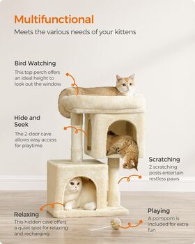 Cat Tree Playhouse Large Cat Perch Cave Scratching Post, 3 of 12